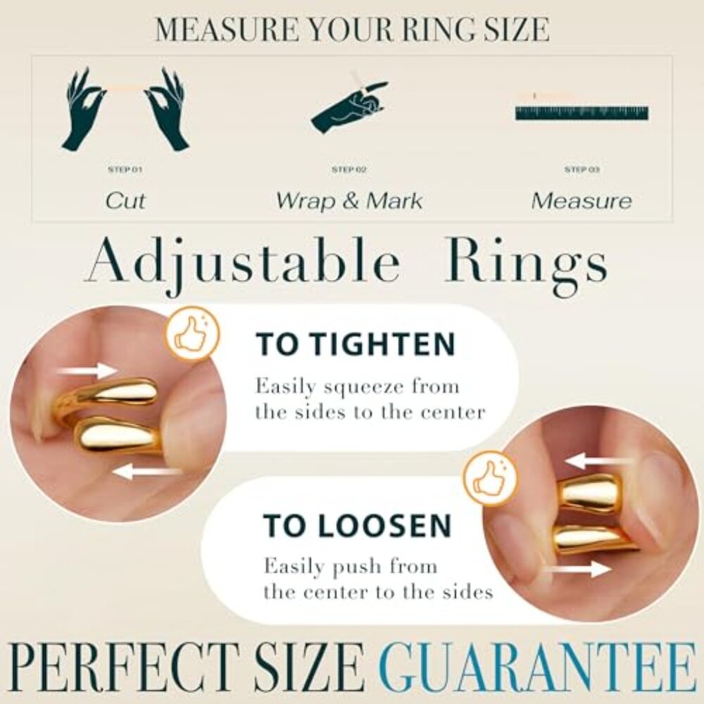 Chunky Dome Rings Stackable Adjustable Statement … - image 8